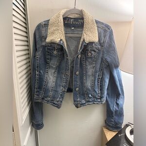 Wallflower Denim Jacket with Cream Sherpa Collar